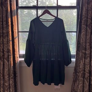 Dark green long sleeve breezy dress